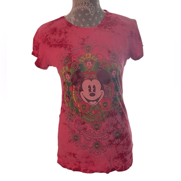 Disneyland Resort Tie Dye Pink Mickey Mouse Shirt Short Sleeve Women's Medium - Picture 1 of 4